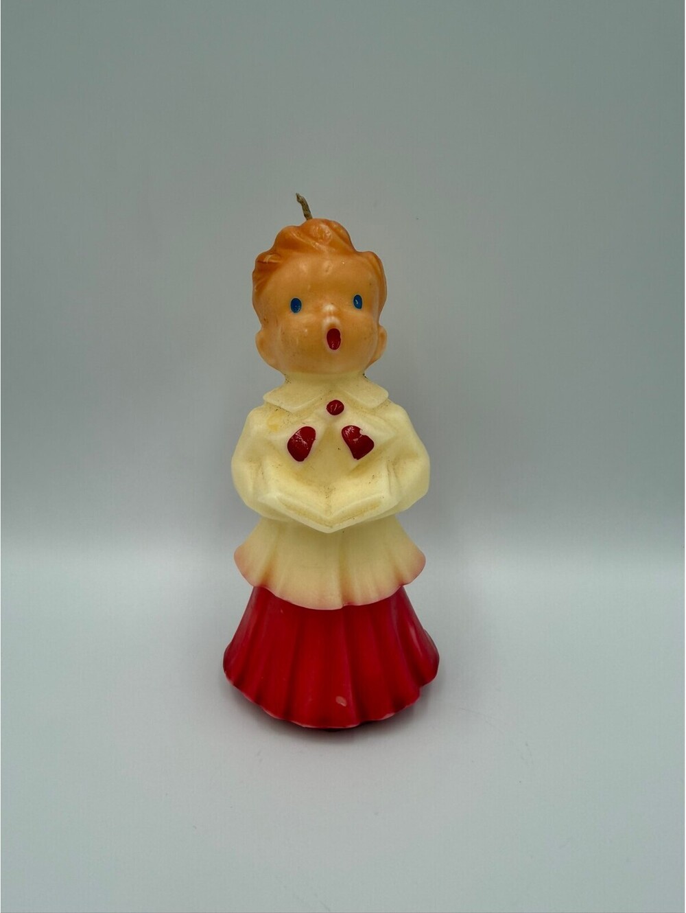 Vintage Gurley Christmas Choir Boy Caroler Figural Candle 5.5" Red White